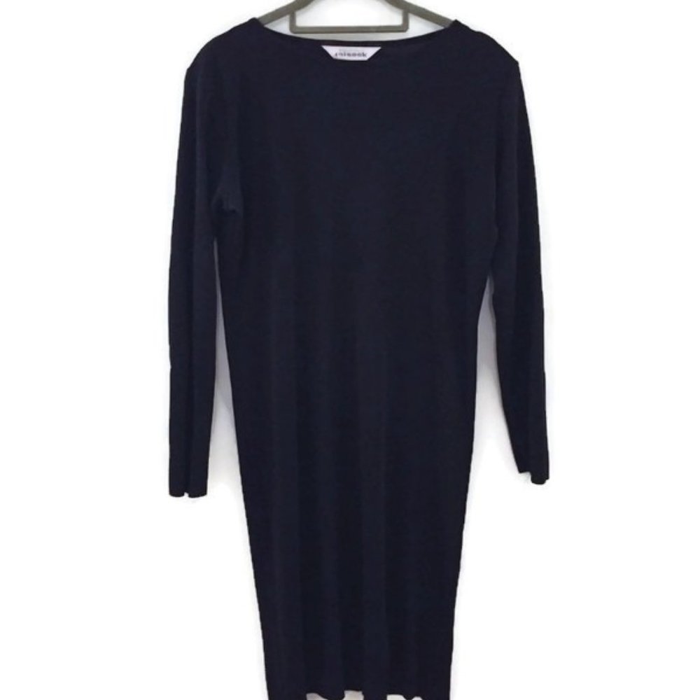 EXCLUSIVELY MISOOK Black Knit Sheath Dress- LS